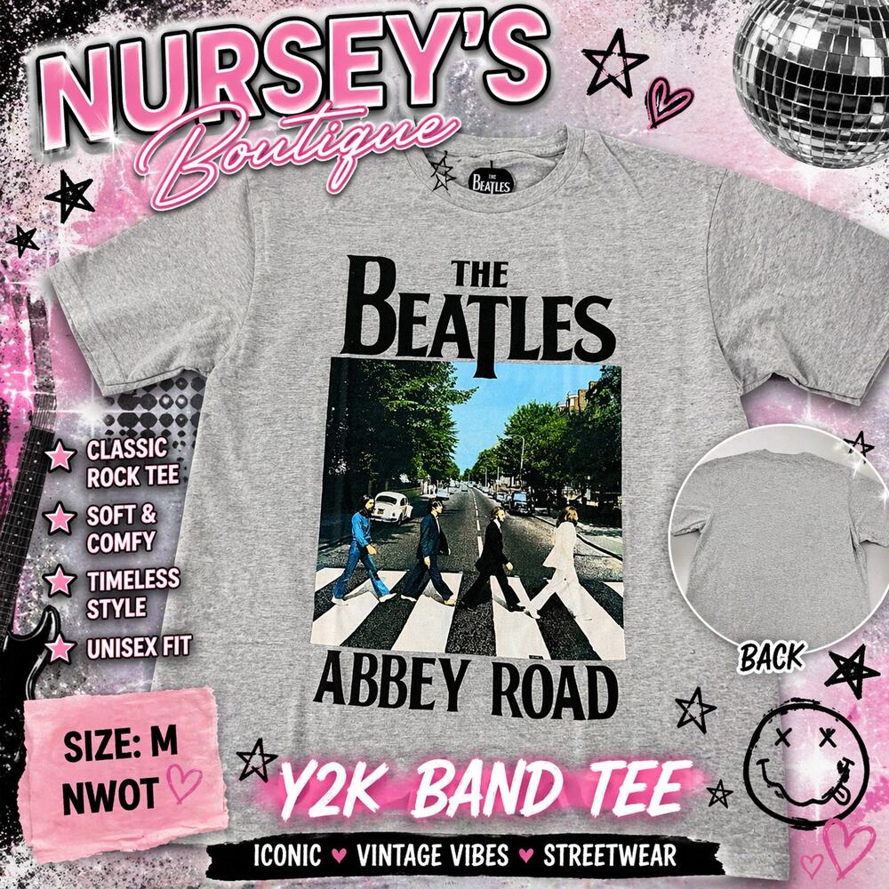 The Beatles Abbey Road Graphic Tee Size M Gray Band Shirt NWOT